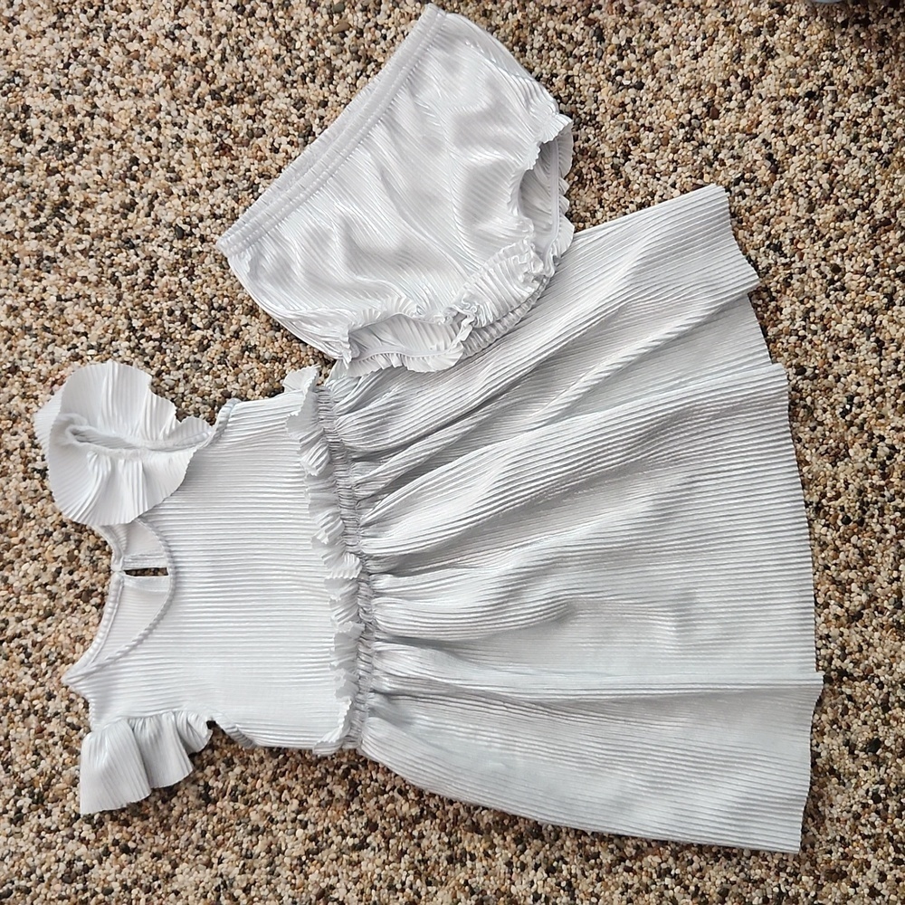 Nannette Baby silver dress with bloomers, size 24 months